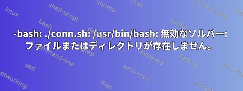 -bash: ./conn.sh: /usr/bin/bash: 無効なソルバー: ファイルまたはディレクトリが存在しません。