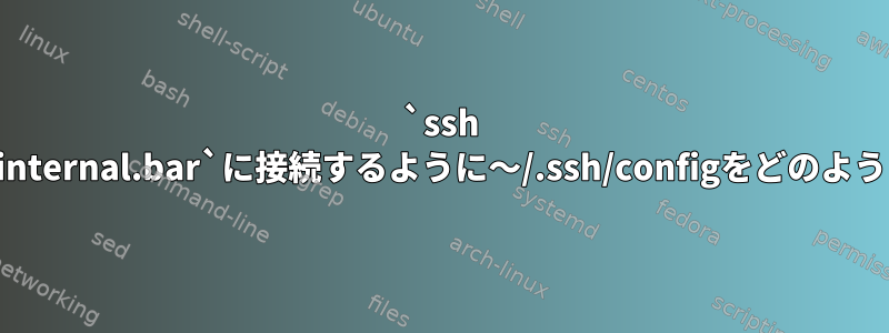 `ssh foo.bar`が`foo.internal.bar`に接続するように〜/.ssh/configをどのように設定しますか？