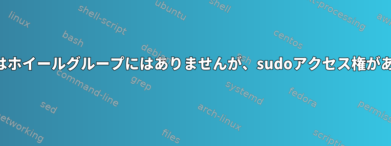 ユーザーはホイールグループにはありませんが、sudoアクセス権があります。