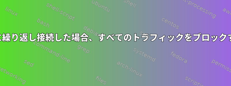 1つのポートに繰り返し接続した場合、すべてのトラフィックをブロックする方法は？