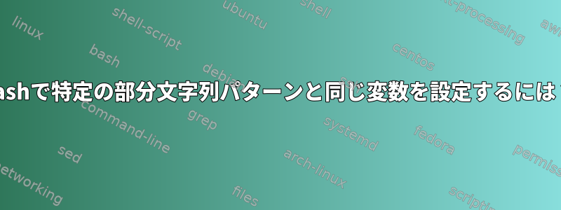 bashで特定の部分文字列パターンと同じ変数を設定するには？