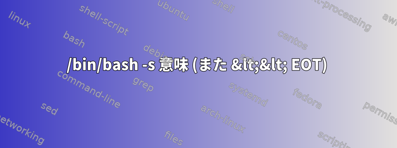 /bin/bash -s 意味 (また &lt;&lt; EOT)