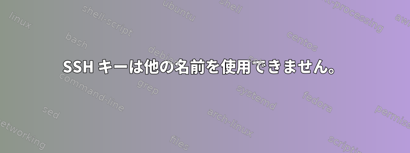 SSH キーは他の名前を使用できません。