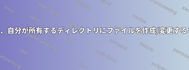 サービスユーザーは、自分が所有するディレクトリにファイルを作成/変更することはできません。