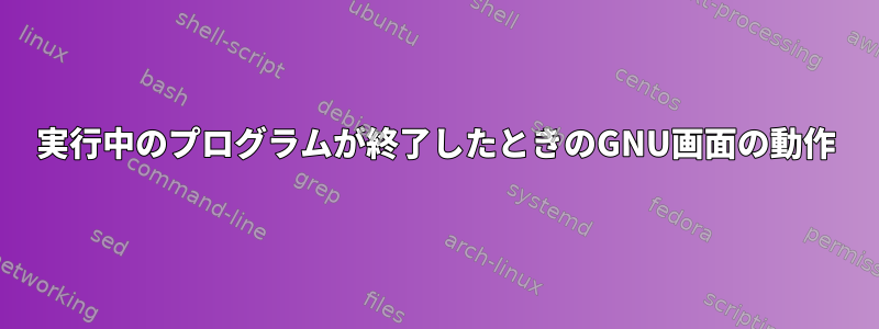 実行中のプログラムが終了したときのGNU画面の動作