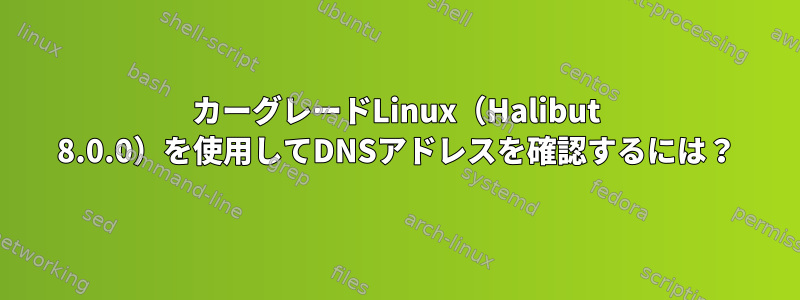 カーグレードLinux（Halibut 8.0.0）を使用してDNSアドレスを確認するには？