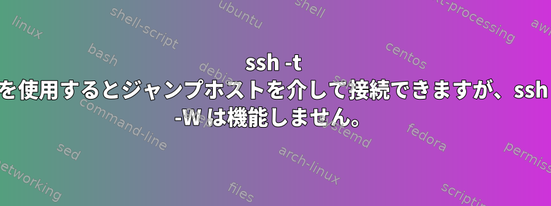 ssh -t を使用するとジャンプホストを介して接続できますが、ssh -W は機能しません。