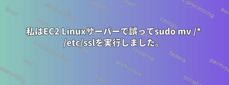 私はEC2 Linuxサーバーで誤ってsudo mv /* /etc/sslを実行しました。