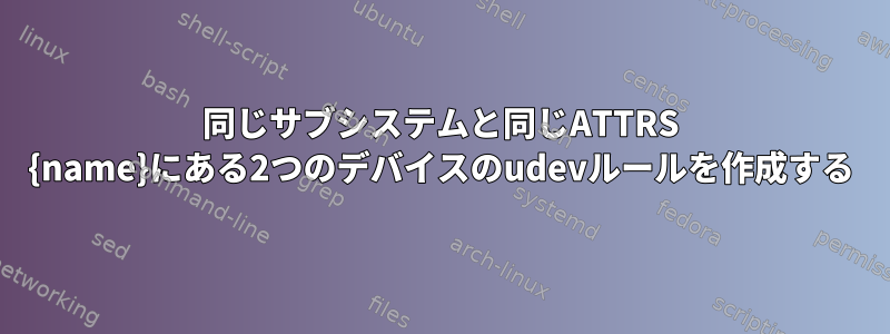 同じサブシステムと同じATTRS {name}にある2つのデバイスのudevルールを作成する