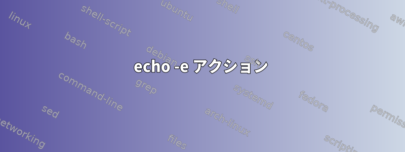 echo -e アクション