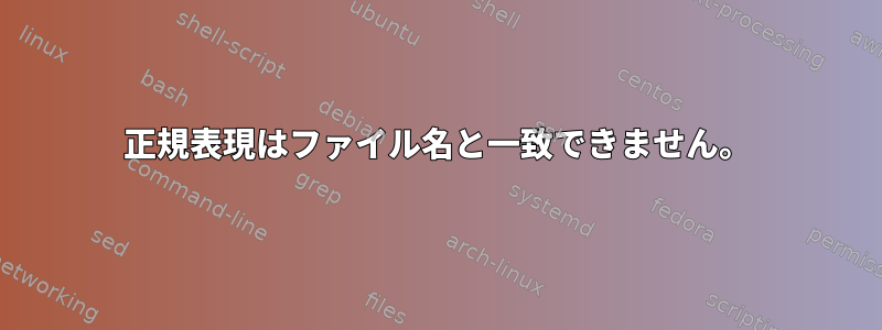 正規表現はファイル名と一致できません。