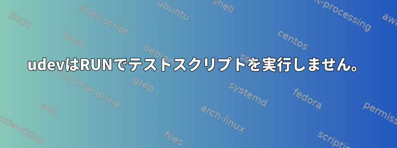 udevはRUNでテストスクリプトを実行しません。