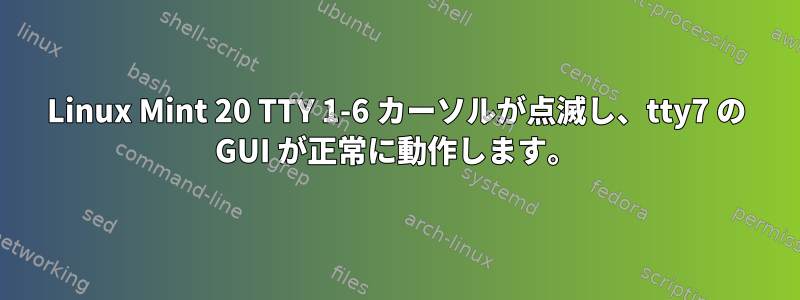 Linux Mint 20 TTY 1-6 カーソルが点滅し、tty7 の GUI が正常に動作します。