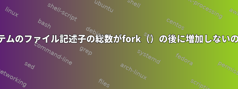 なぜシステムのファイル記述子の総数がfork（）の後に増加しないのですか？