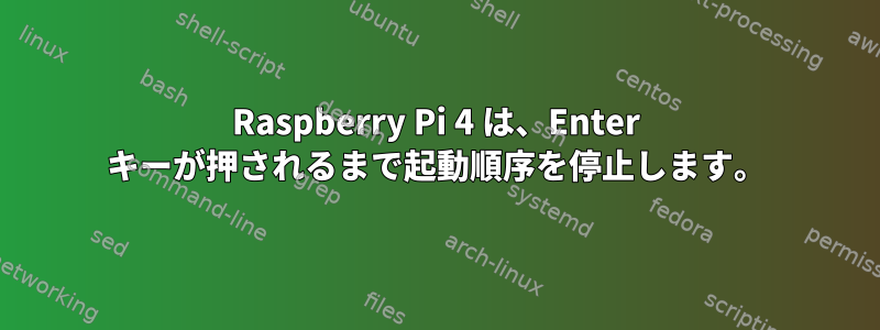 Raspberry Pi 4 は、Enter キーが押されるまで起動順序を停止します。