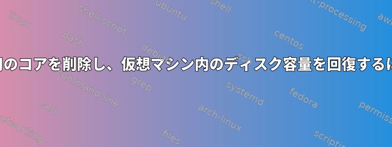 未使用のコアを削除し、仮想マシン内のディスク容量を回復するには？