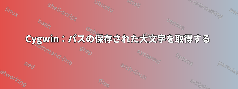 Cygwin：パスの保存された大文字を取得する