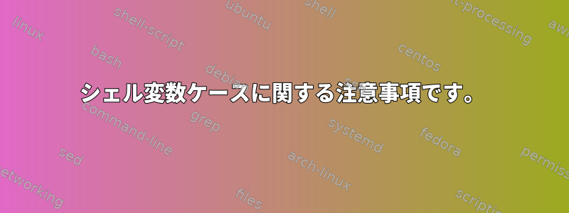 シェル変数ケースに関する注意事項です。