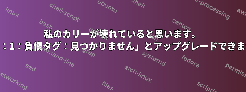 私のカリーが壊れていると思います。 「sh：1：負債タグ：見つかりません」とアップグレードできません