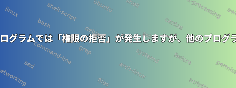 同じexecveが原因で、あるプログラムでは「権限の拒否」が発生しますが、他のプログラムではそうではありません。