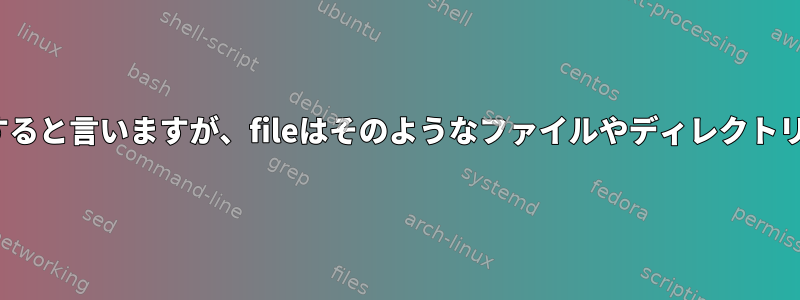 lsはファイルが存在すると言いますが、fileはそのようなファイルやディレクトリがないと言います。