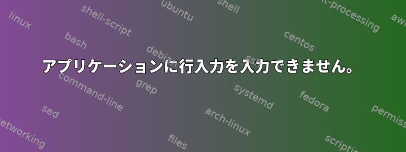 アプリケーションに行入力を入力できません。