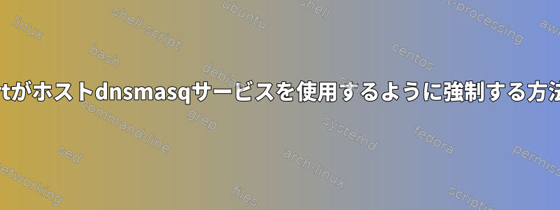 libvirtがホストdnsmasqサービスを使用するように強制する方法は？