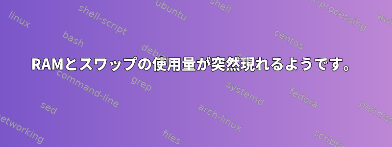 RAMとスワップの使用量が突然現れるようです。