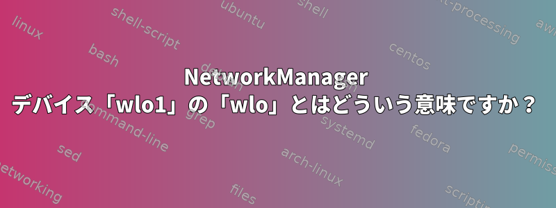 NetworkManager デバイス「wlo1」の「wlo」とはどういう意味ですか？