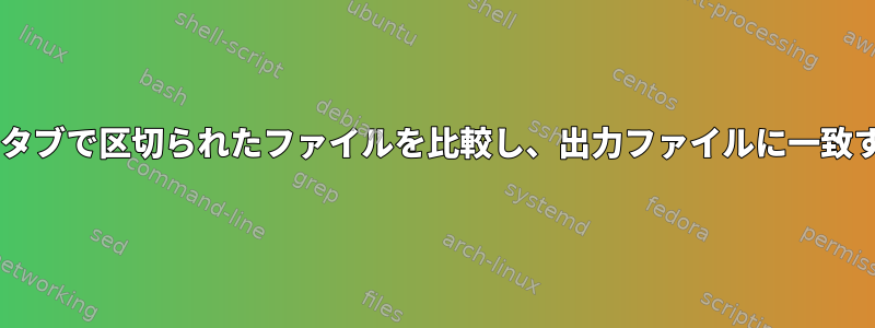 2つのファイルの最初の列に基づいて2つのタブで区切られたファイルを比較し、出力ファイルに一致するものと一致しないものを印刷します。