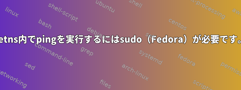 netns内でpingを実行するにはsudo（Fedora）が必要です。