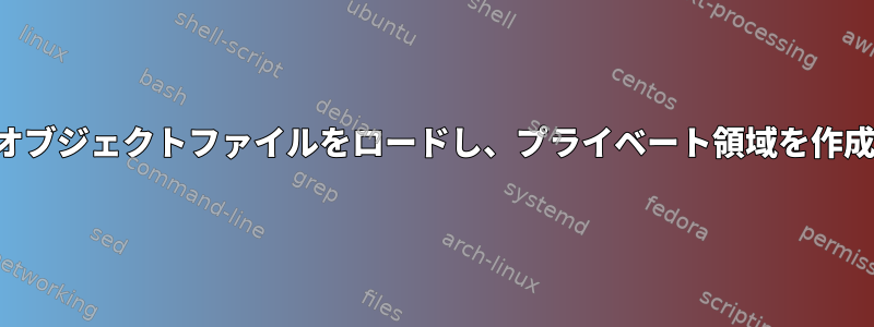 実行可能オブジェクトファイルをロードし、プライベート領域を作成します。