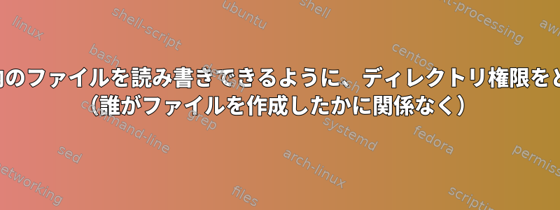 グループがディレクトリ内のファイルを読み書きできるように、ディレクトリ権限をどのように設定しますか？ （誰がファイルを作成したかに関係なく）