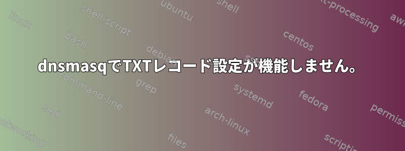 dnsmasqでTXTレコード設定が機能しません。