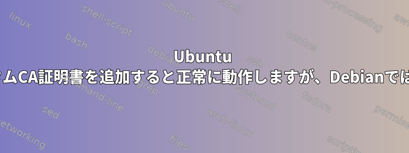 Ubuntu 20.04にカスタムCA証明書を追加すると正常に動作しますが、Debianでは失敗します。