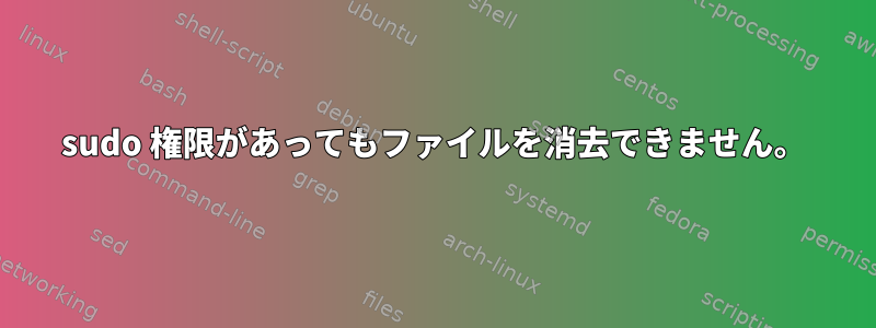 sudo 権限があってもファイルを消去できません。