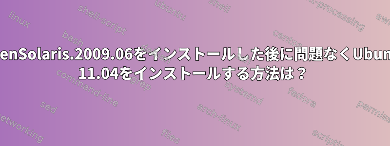 OpenSolaris.2009.06をインストールした後に問題なくUbuntu 11.04をインストールする方法は？