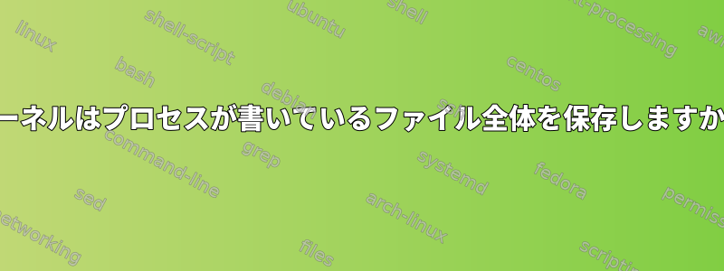 カーネルはプロセスが書いているファイル全体を保存しますか？