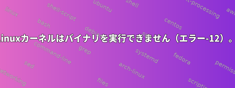 Linuxカーネルはバイナリを実行できません（エラー-12）。