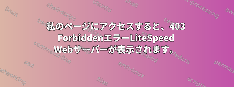 私のページにアクセスすると、403 ForbiddenエラーLiteSpeed Webサーバーが表示されます。