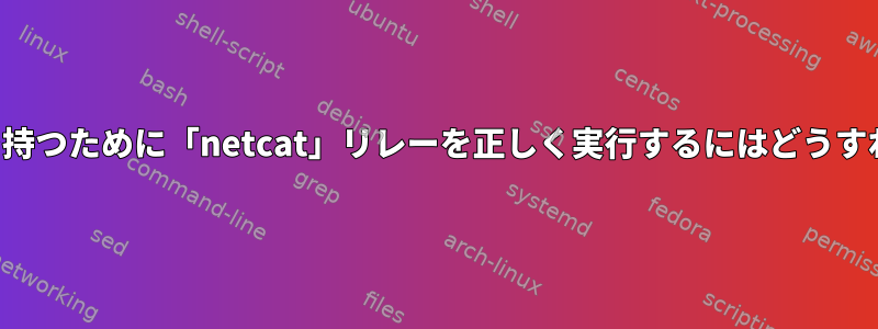 より多くの制御を持つために「netcat」リレーを正しく実行するにはどうすればよいですか？