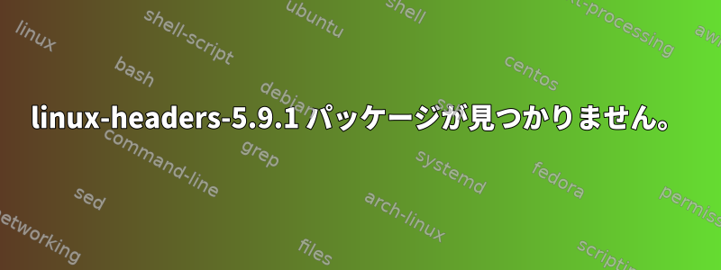 linux-headers-5.9.1 パッケージが見つかりません。