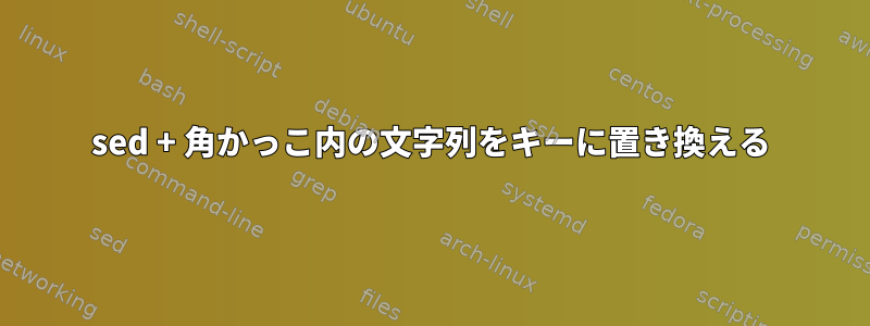 sed + 角かっこ内の文字列をキーに置き換える