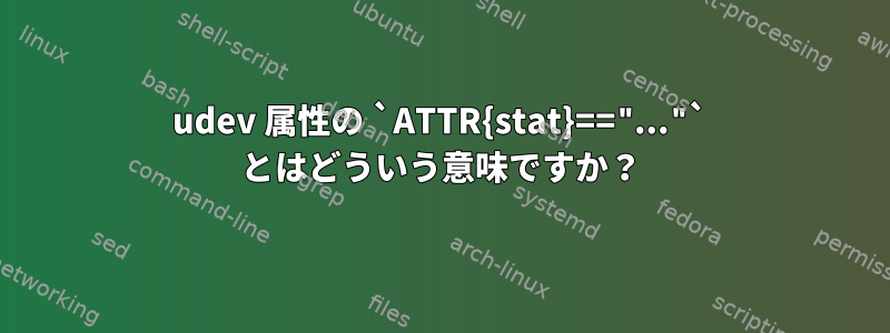 udev 属性の `ATTR{stat}=="..."` とはどういう意味ですか？