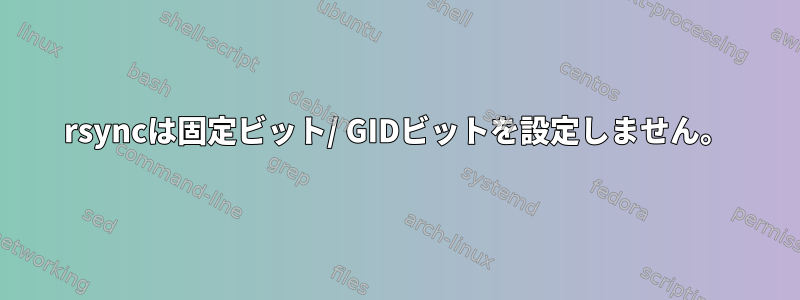 rsyncは固定ビット/ GIDビットを設定しません。