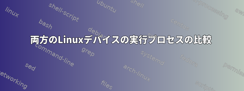 両方のLinuxデバイスの実行プロセスの比較