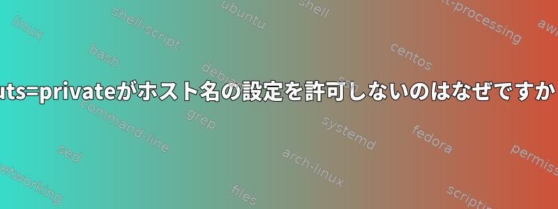 --uts=privateがホスト名の設定を許可しないのはなぜですか？