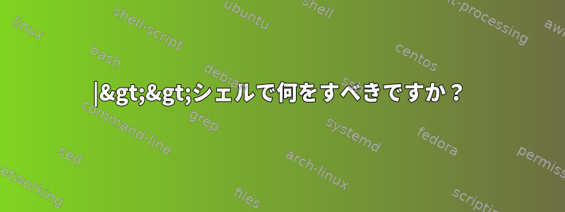 |&gt;&gt;シェルで何をすべきですか？