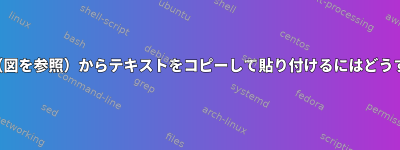 奇妙なウィンドウ（図を参照）からテキストをコピーして貼り付けるにはどうすればよいですか？