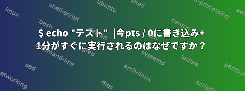 $ echo "テスト" |今pts / 0に書き込み+ 1分がすぐに実行されるのはなぜですか？